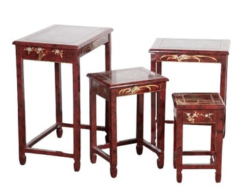 Asian style lacquered nesting tables
