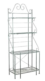 Verdigris green metal baker's rack
