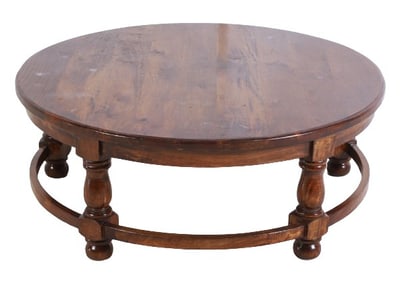 Contemporary walnut round coffee table