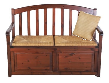 Oak rush seat storage bench