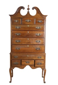 1-pc Queen Anne style walnut finished highboy