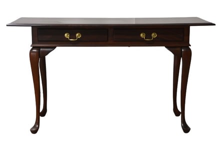 Crescent mahogany Queen Anne style writing desk