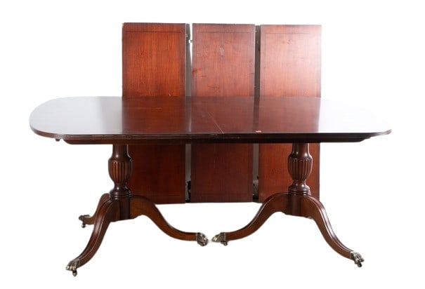 Lexington Chippendale style mahogany double pedestal dining table (1 of 4)