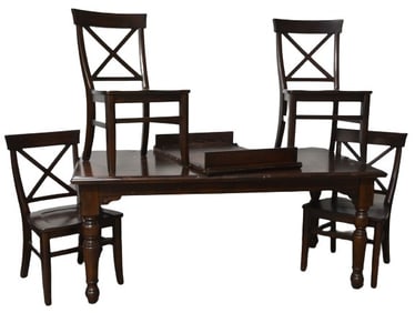 Distressed oak dining table with (4) side chairs