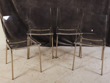 (4) Modern Design lucite and chrome side chairs