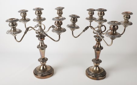 Pair of silver plate convertable candelabra