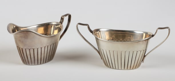 Wallace sterling sugar bowl & creamer, 5.62 TO