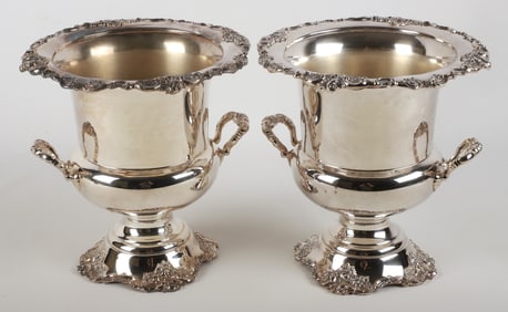 Pair of Wallace silver plate champagne coolers