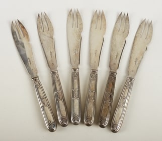 (6) 950 Silver fish forks