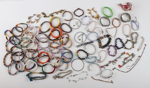 Large lot of costume jewelry bracelets