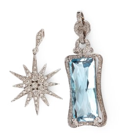 (2) 14K white gold pendants