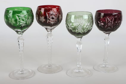 (4) Bohemia Cut to Clear Goblets