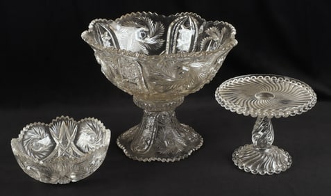 (3) Pieces of cut & pattern glass