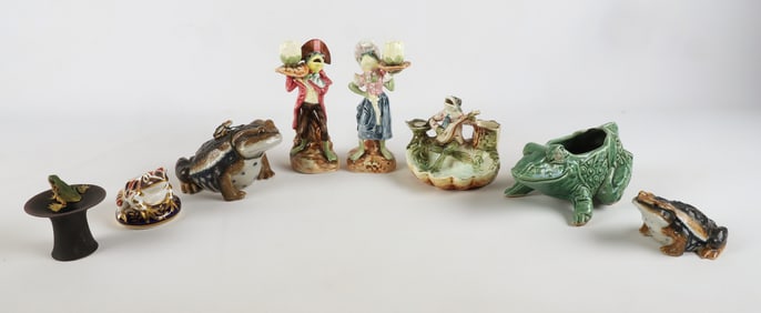 (9) Porcelain figural frog items