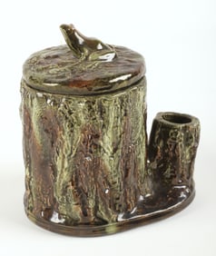 Barbotine pottery tobacco jar