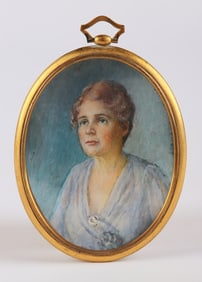 Hand painted miniature female portrait