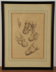 Nathaniel Choate Drawing Study of Hippo