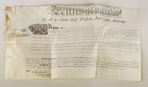 A 1796 Pa. land grant signed by Thomas Mifflin