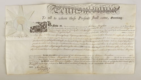 A 1796 Pa. land grant signed by Thomas Mifflin
