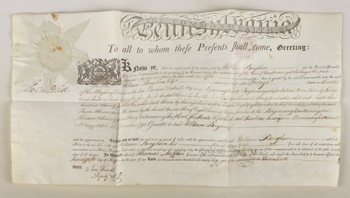 A 1796 Pa. land grant signed by Thomas Mifflin