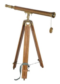 A Brass Telescope on Tripod Stand