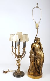 (2) Figural Cast Metal Lamps includes Melpomene