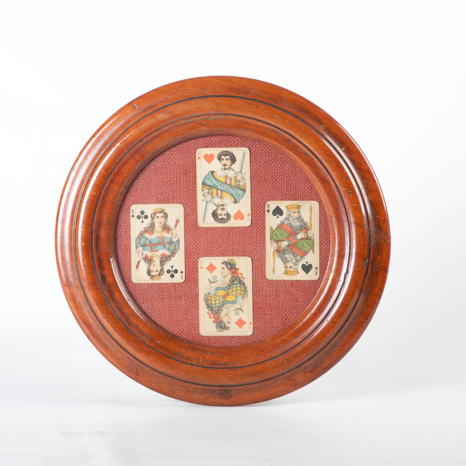Mahogany Round Framed German Playing Card Suit (1 of 5)
