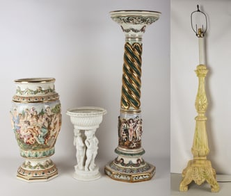 Capodimonte Vase on Pedestal, Lamp & Planter