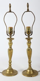 Pair of brass candlestick table lamps