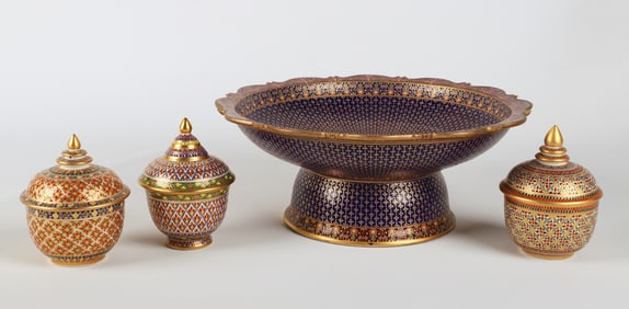 (4) Pieces of Thai Benjarong porcelain