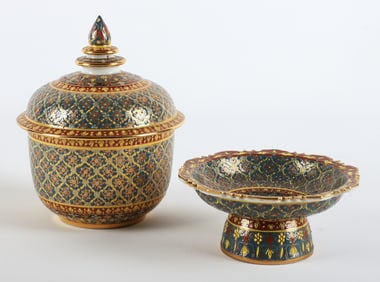 (2) Pieces of Thai Benjarong porcelain