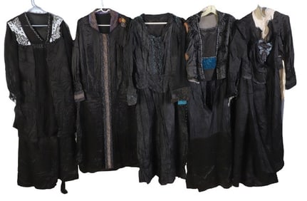 (5) Early 20th C Silk Beaded Dresses