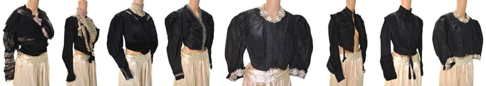(7) 19th C Black Bodices