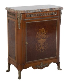 French style inlaid marbletop cabinet