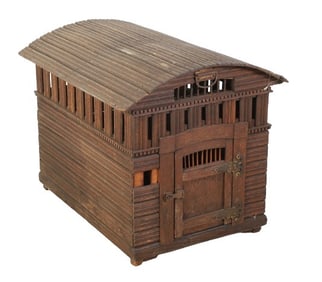 House form carved dog house