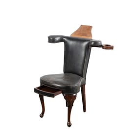 Queen Anne style leather Butler’s chair