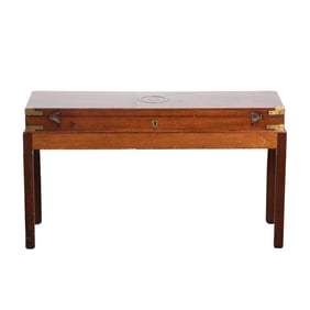 2-Piece Campaign style mahogany and brass chest