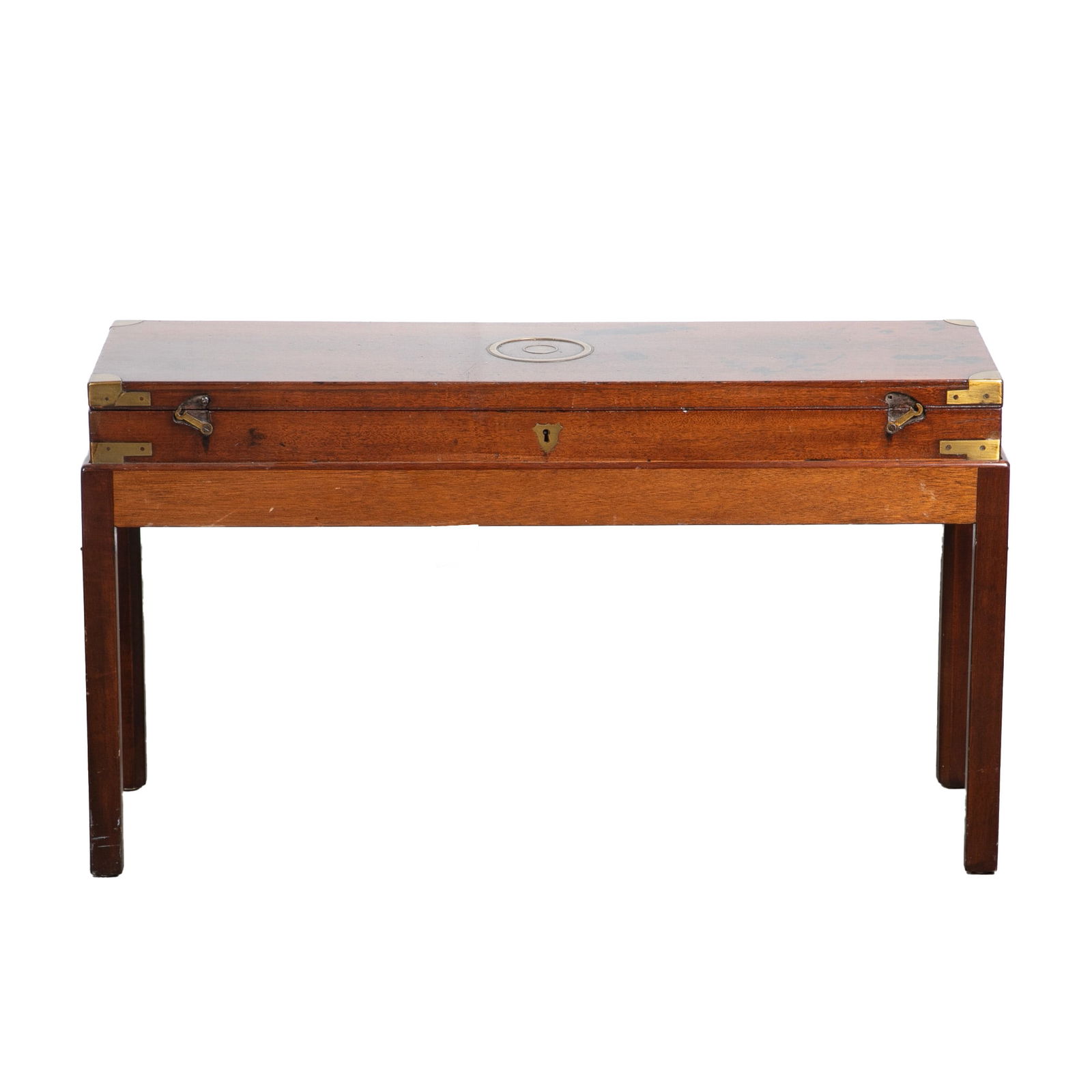 2-Piece Campaign style mahogany and brass chest (1 of 7)