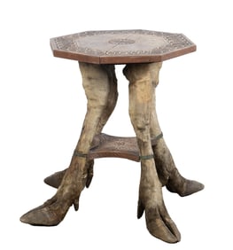 Hoof foot and carved side table