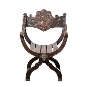 Figural carved walnut cerule chair