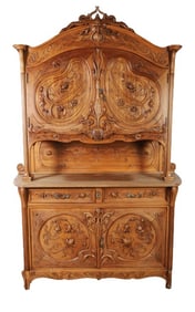 Italian carved 2-pc cupboard