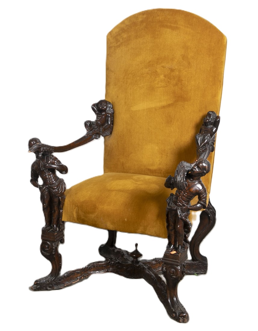 Figural carved throne open armchair (1 of 8)