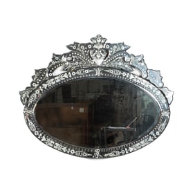 Venetian style oval hanging wall mirror