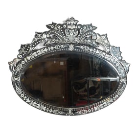 Venetian style oval hanging wall mirror