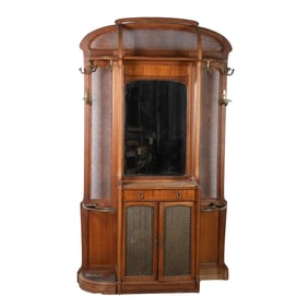 Oak and caned hall rack