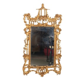 Chinese Chippendale style gilt painted hanging wall mirror