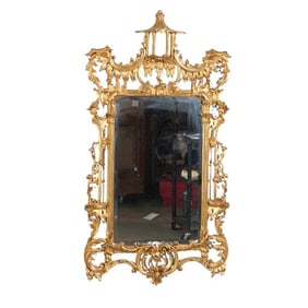 Chinese Chippendale style gilt painted hanging wall mirror