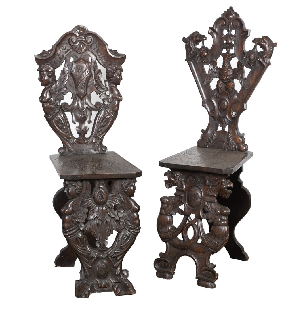 (2) Mahogany carved side chairs (1 of 5)