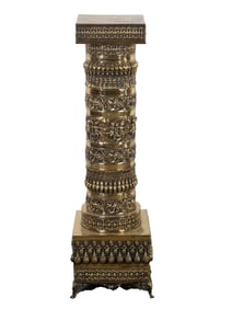 Italian style embossed metal columned pedestal