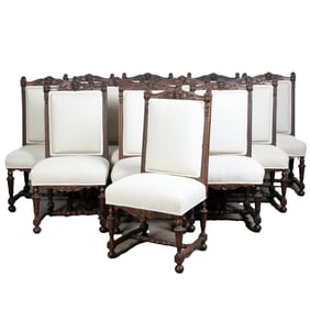 (12) Rococo style carved dining chairs